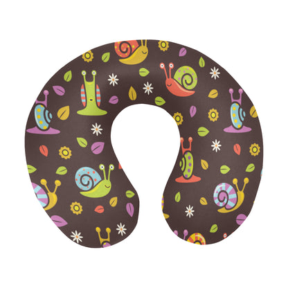 Snail Pattern Print Design 01 U-Shaped Travel Neck Pillow