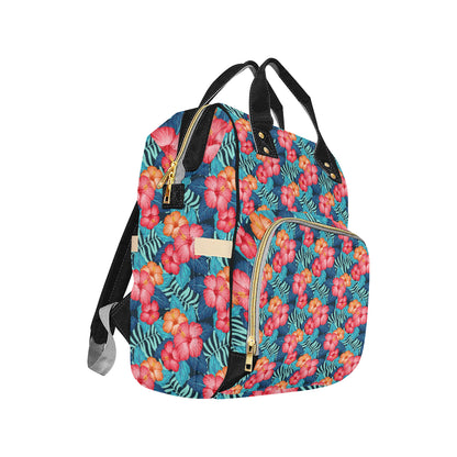 Red Hibiscus Pattern Print Design HB02 Diaper Bag Backpack