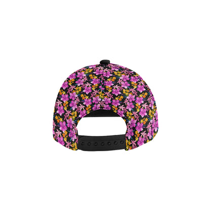Tropical Folower Pink Hibiscus Print Snapback Cap