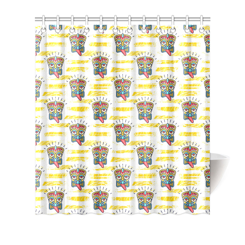 Tiki Smile Mask Print Pattern Shower Curtain