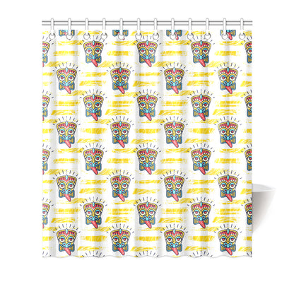 Tiki Smile Mask Print Pattern Shower Curtain