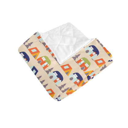 Camper Tent Pattern Print Design 03 Premium Quilt