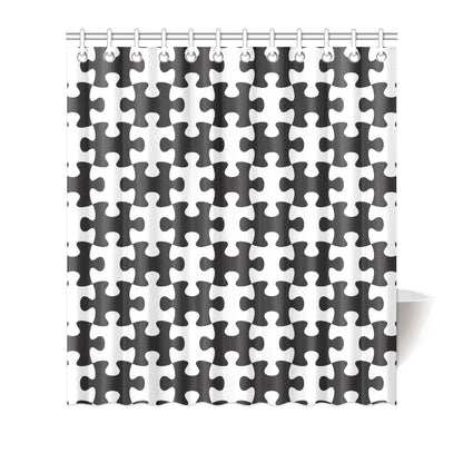 Puzzle Black White Pattern Print Design A02 Shower Curtain