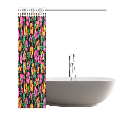 Hibiscus Pattern Print Design HB029 Shower Curtain