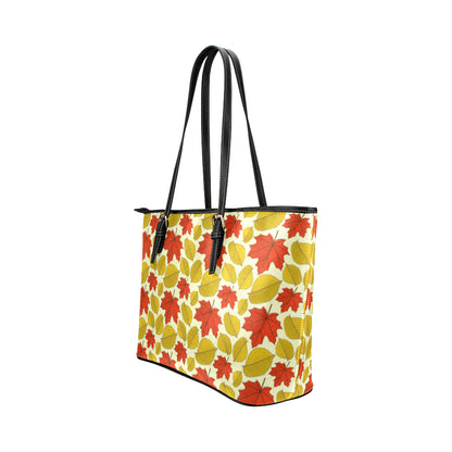 Elm Maple Leave Print Pattern Leather Tote Bag