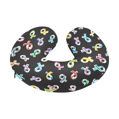 Cancer Awareness Pattern Print Design 02 U-Shaped Travel Neck Pillow