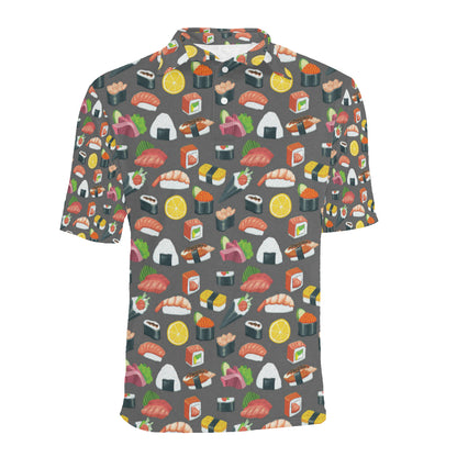 Sushi Pattern Print Men Polo Shirt