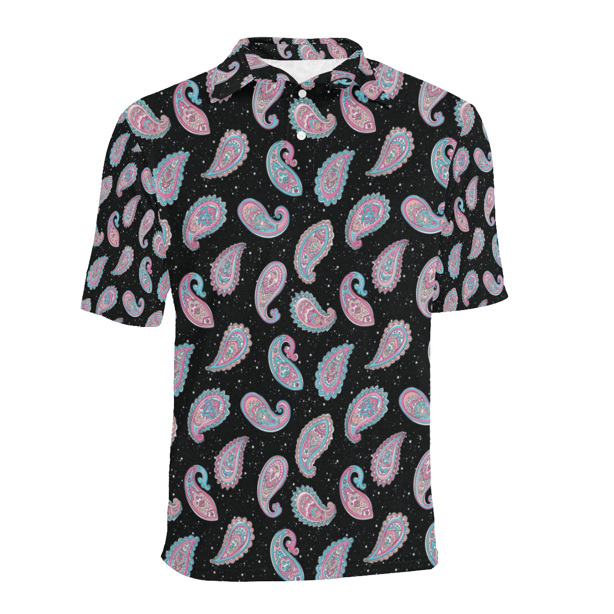Paisley Pink Design Mandala Print Men Polo Shirt