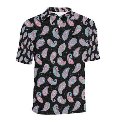 Paisley Pink Design Mandala Print Men Polo Shirt