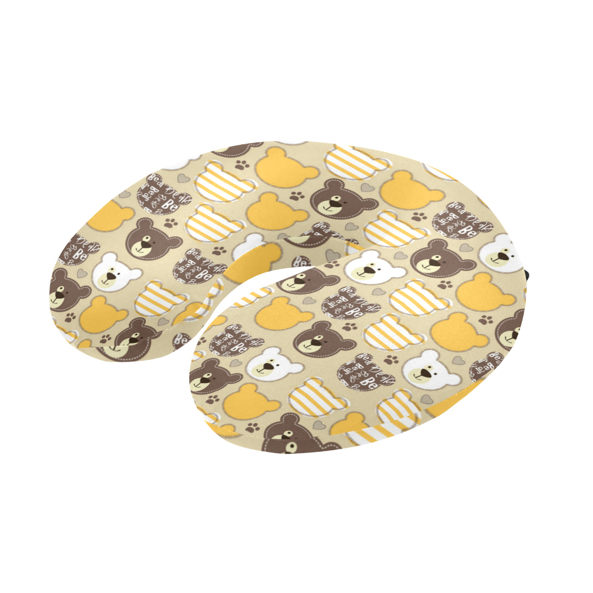 Bear PatchworkPattern Print Design 01 U-Shaped Travel Neck Pillow