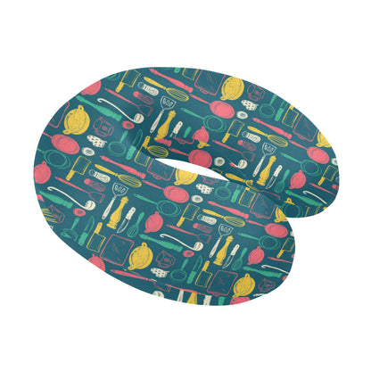 Cooking Kitchen Tools Pattern Print Design 01 U-Shaped Travel Neck Pillow
