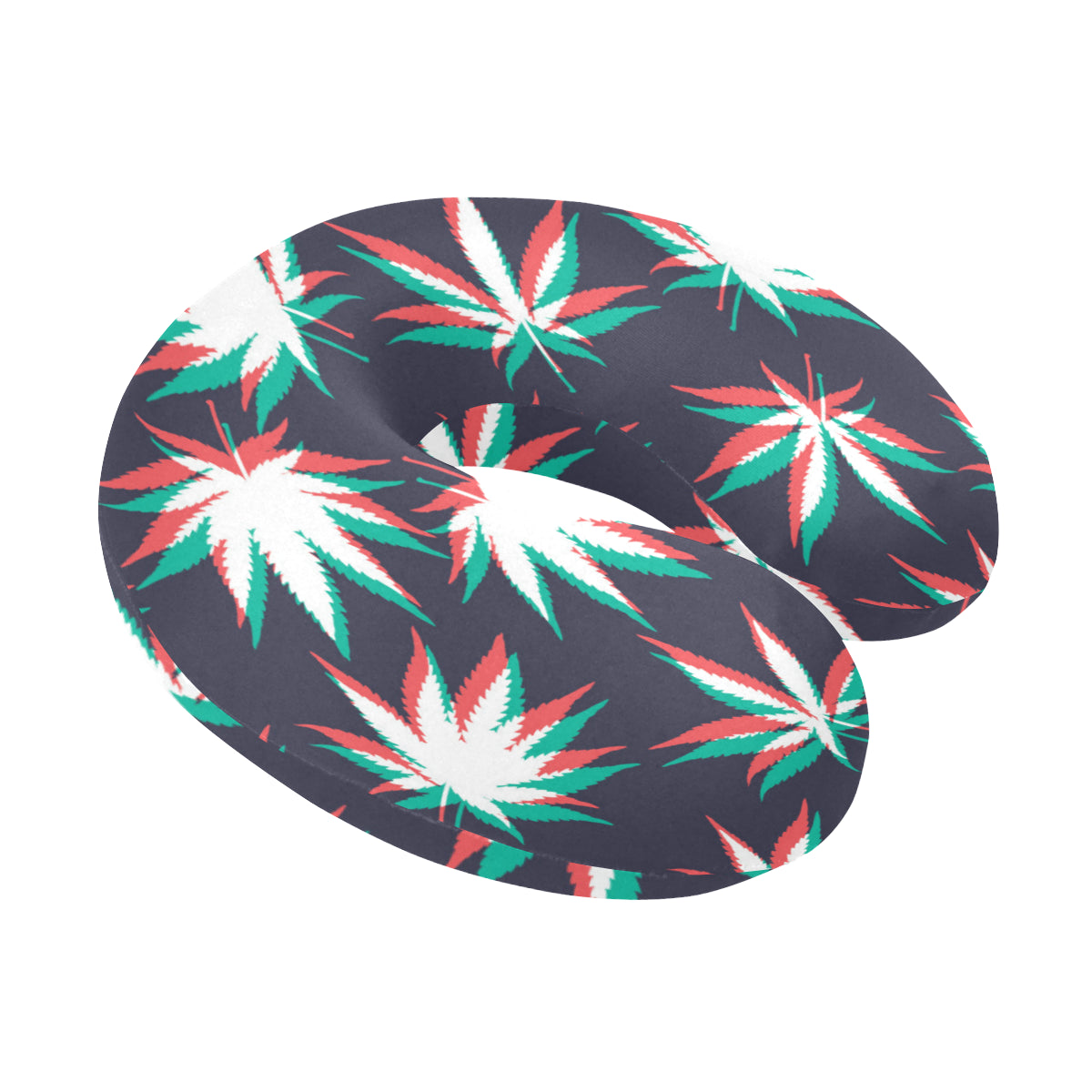 Pot Leaf Pattern Print Design A01 U-Shaped Travel Neck Pillow