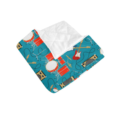 Drum Set Guitar Pattern Print Design 02 Premium Quilt