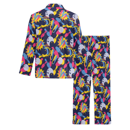 Bowling Pattern Print Design 02 Men's Long Pajama Set