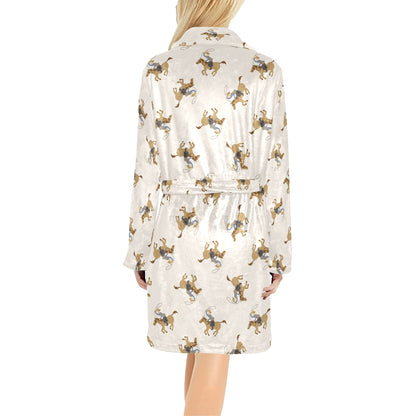 Cowboy Pattern Print Design 01 Women's Fleece Robe