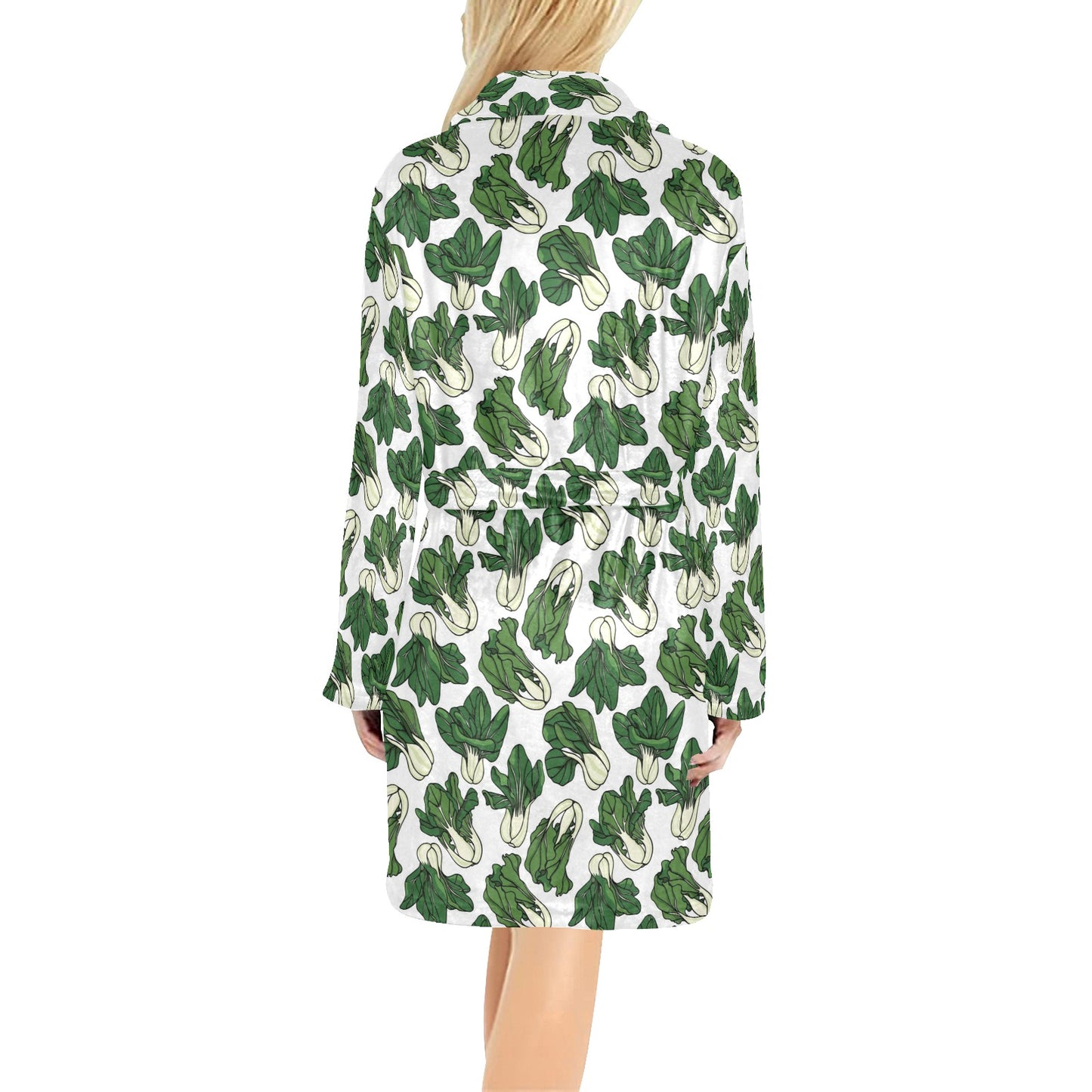 Bok Choy Pattern Print Design 02 Women's Fleece Robe