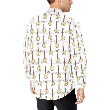 Banjo Print Design LKS402 Men's Long Sleeve Dress Shirt