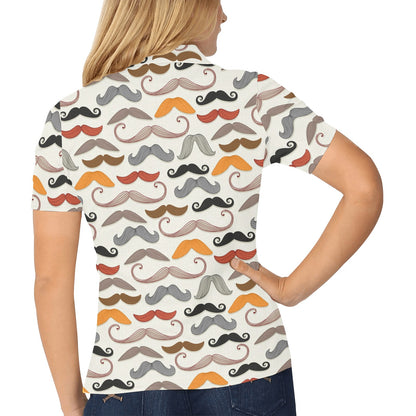 Mustache Pattern Print Design A02 Women's Polo Shirt