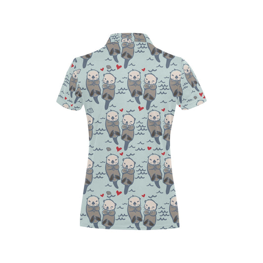 Sea Otter Pattern Print Design 03 Women's Polo Shirt