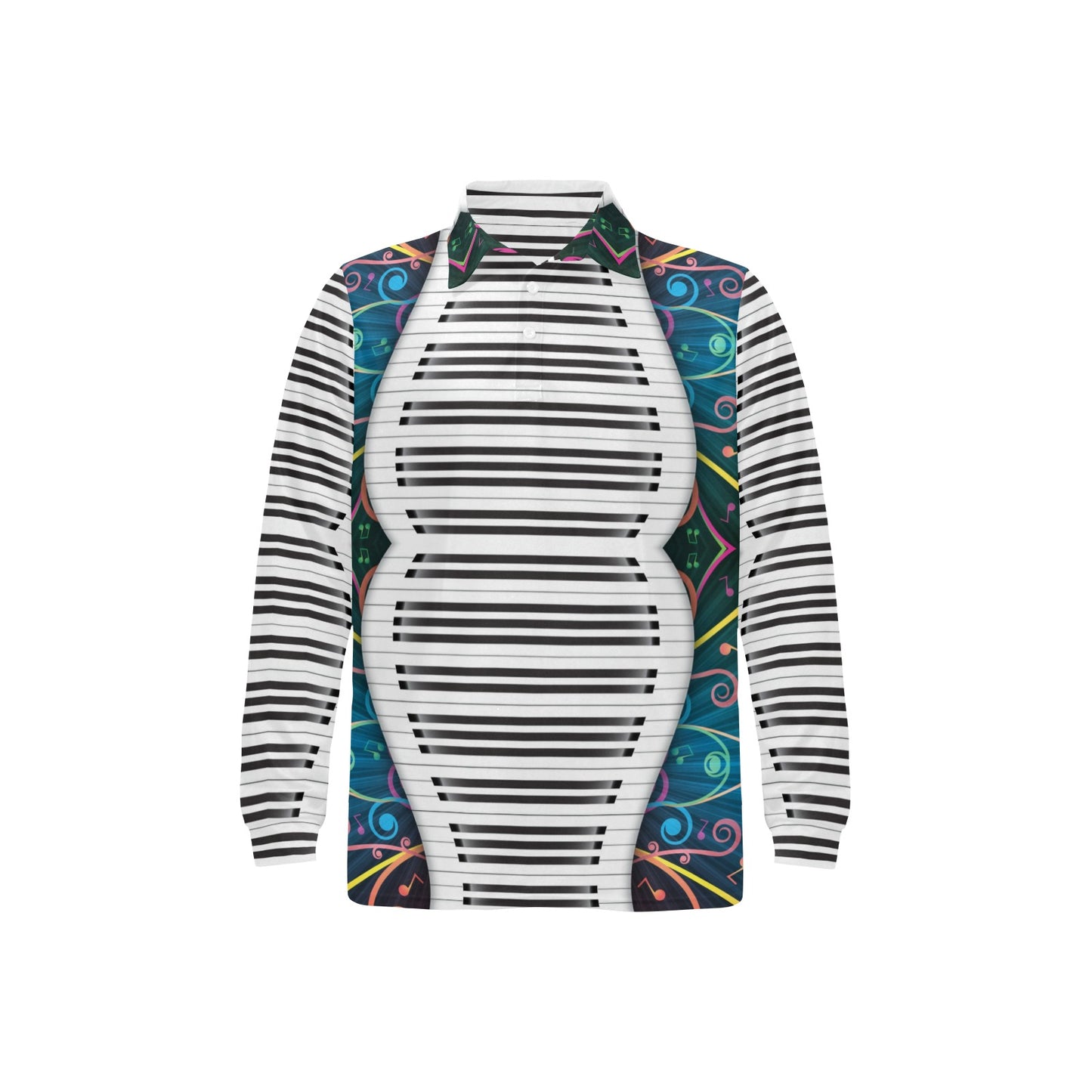 Piano Pattern Print Design 01 Long Sleeve Polo Shirt For Men's