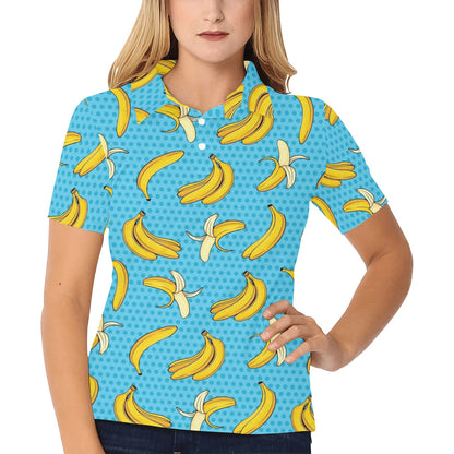 Banana Pattern Print Design BA08 Women's Polo Shirt