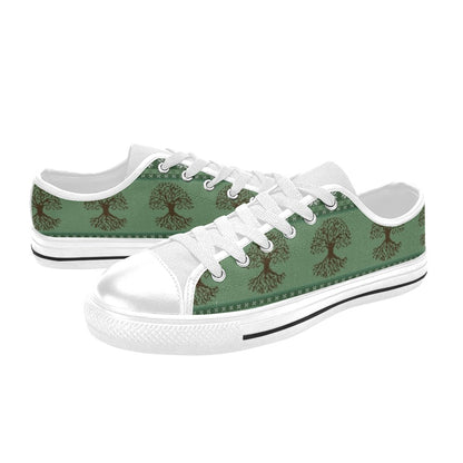 Tree Of Life Knit Style Print Design LKS301 Women's White Low Top Shoes