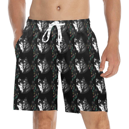 Wolf Black Dream Catcher Design Print Men's Swim Trunks Beach Shorts