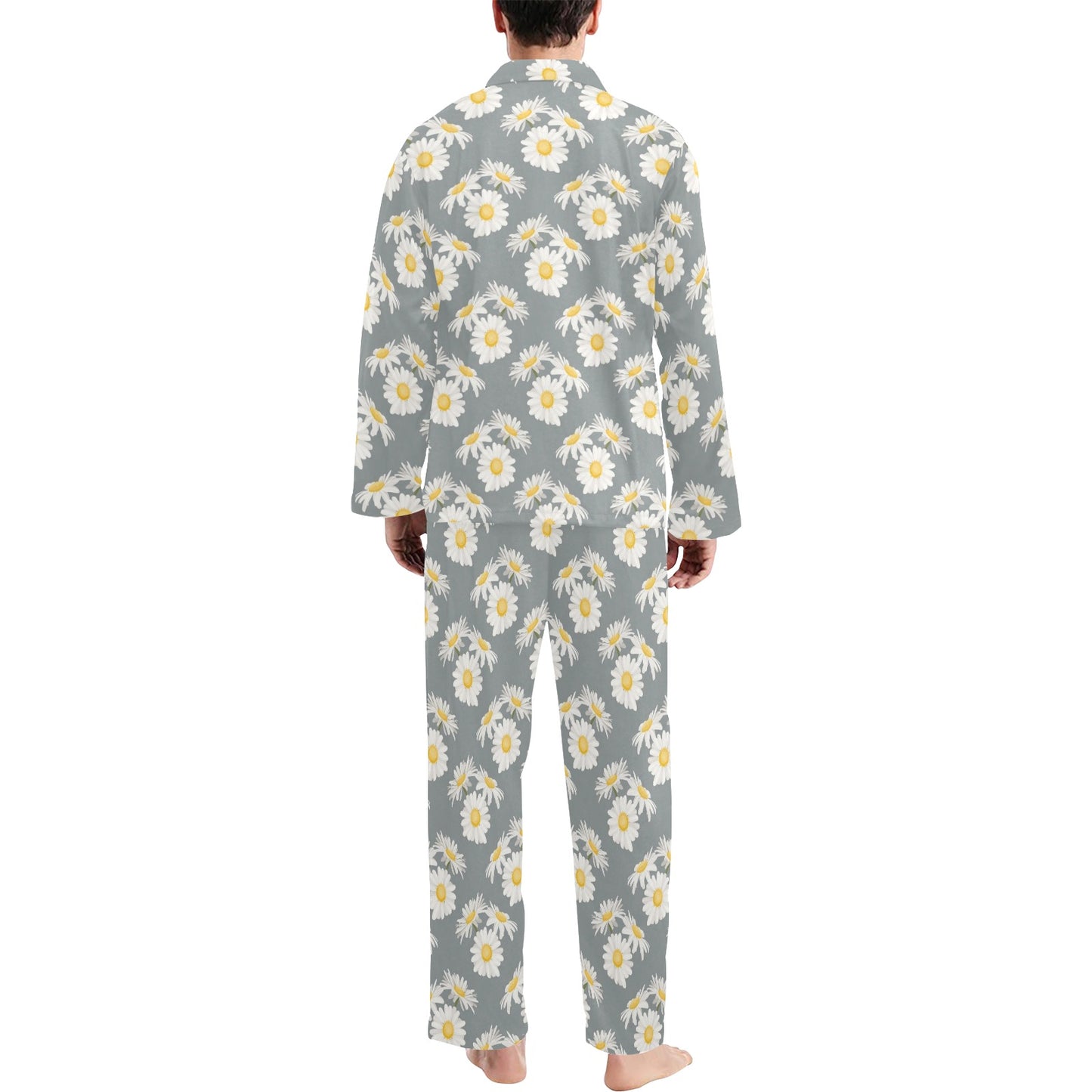 Daisy Pattern Print Design DS09 Men's Long Pajama Set