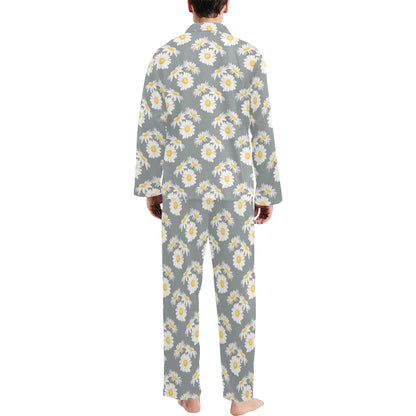Daisy Pattern Print Design DS09 Men's Long Pajama Set