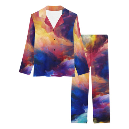 Vortex Twist Swirl Water Color Design Women's Long Pajama Set