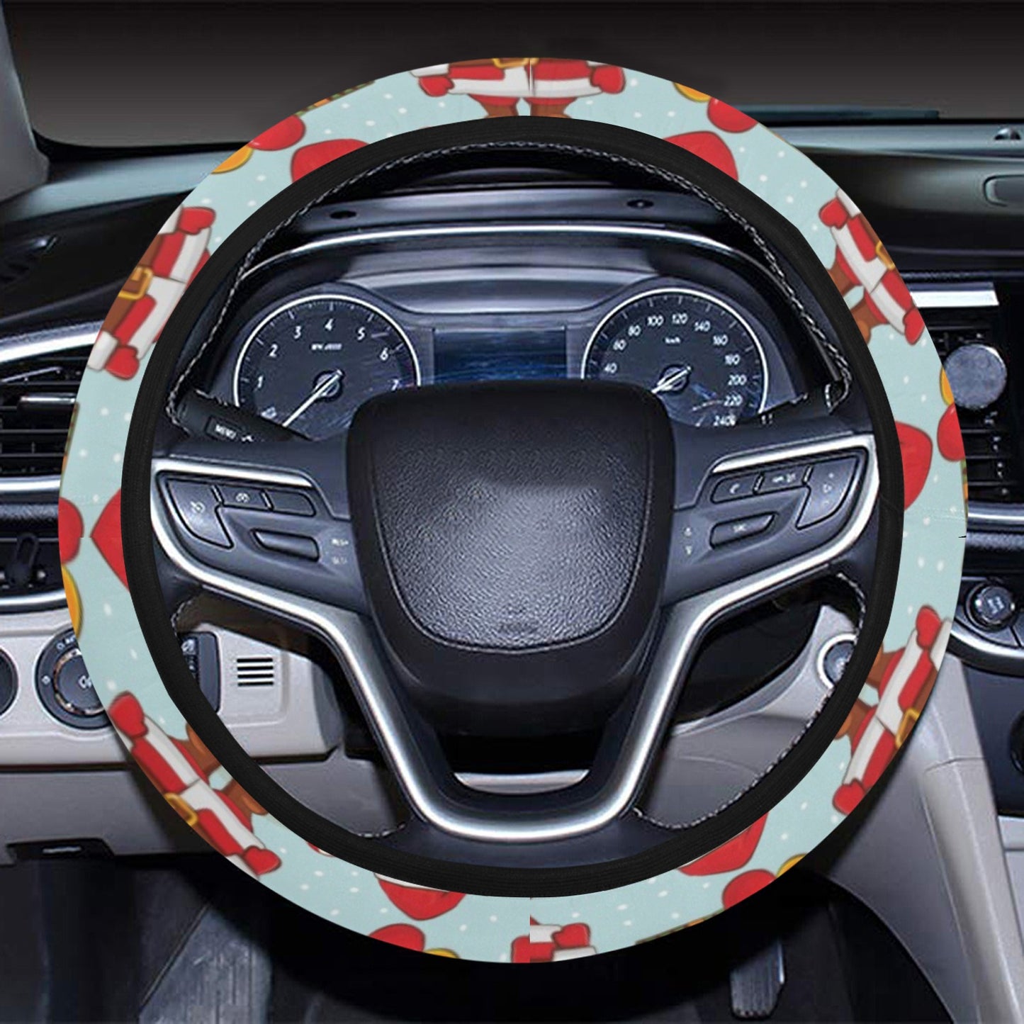 Santa Christmas Themed Print Design LKS303 Steering Wheel Cover with Elastic Edge