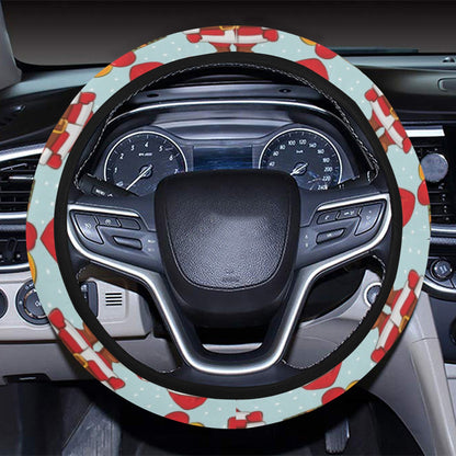 Santa Christmas Themed Print Design LKS303 Steering Wheel Cover with Elastic Edge