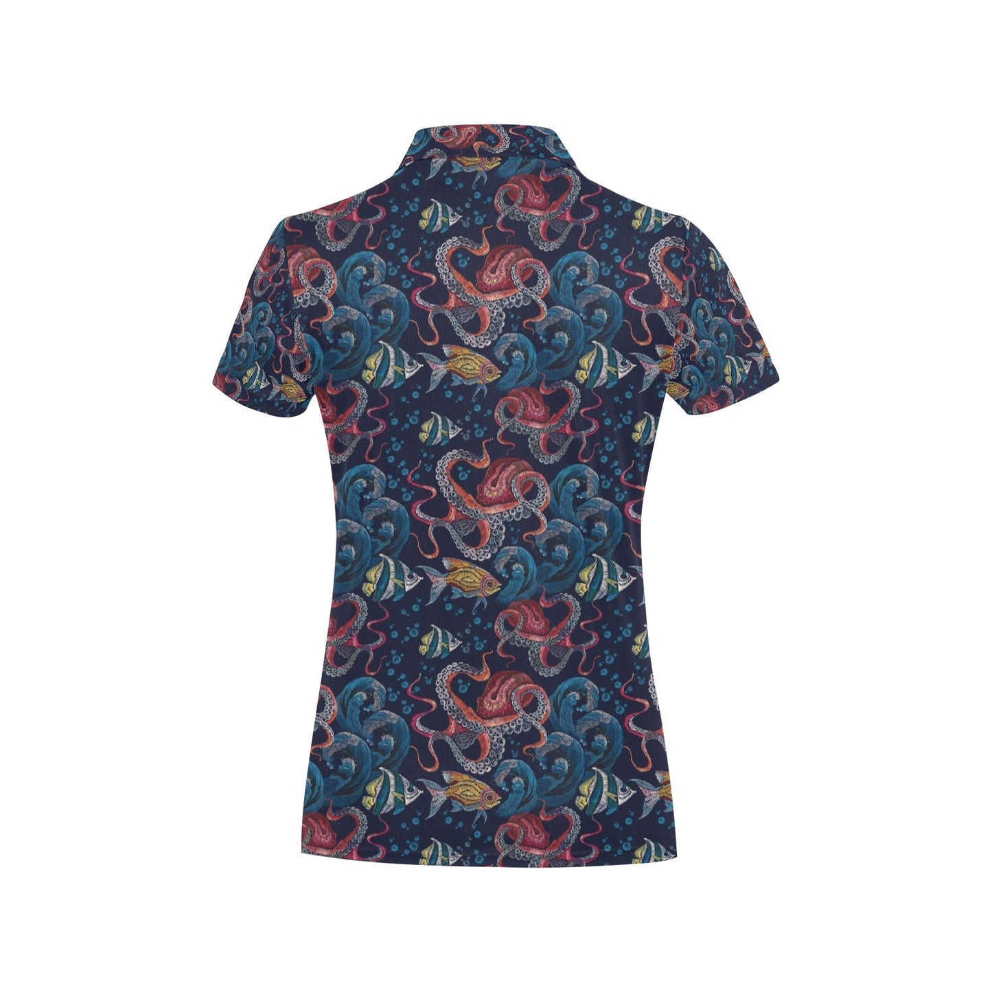 Underwater Giant Squid Print Design LKS302 Women's Polo Shirt