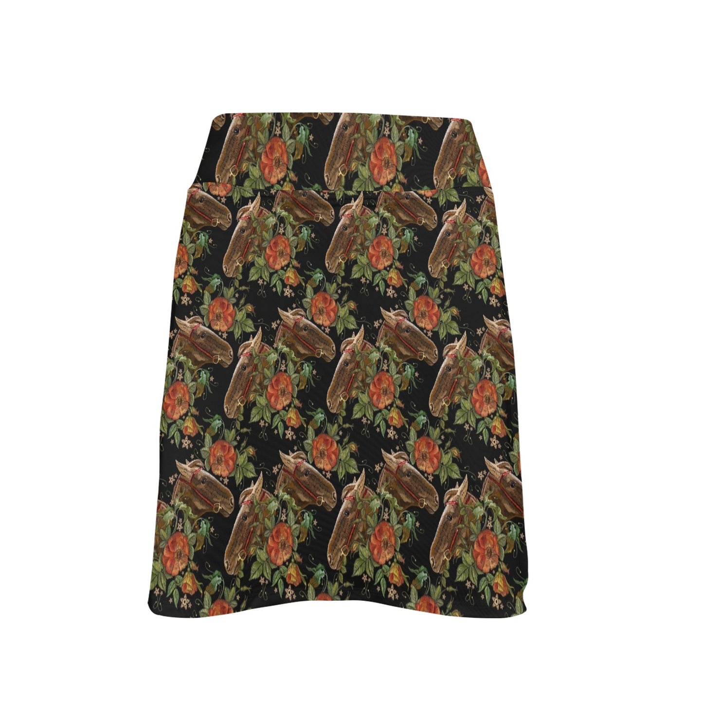 Horse Embroidery with Flower Design 17" Golf & Pickleball Skort with Pockets