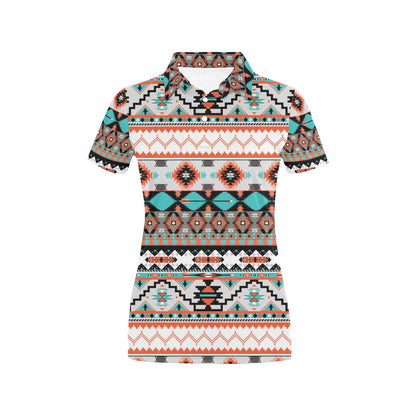 Tribal Aztec Indians pattern Women's Polo Shirt