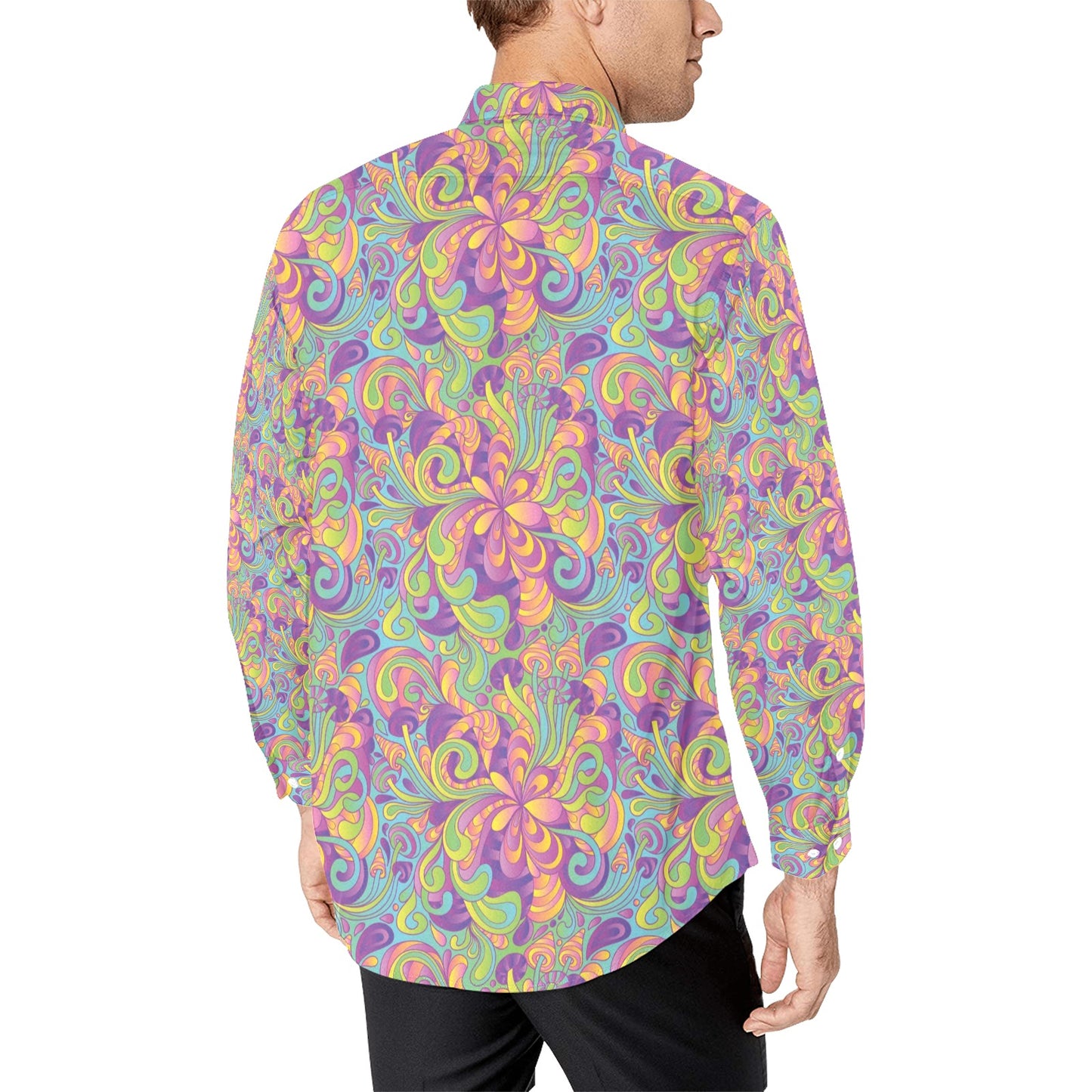 Trippy Print Design LKS306 Men's Long Sleeve Dress Shirt