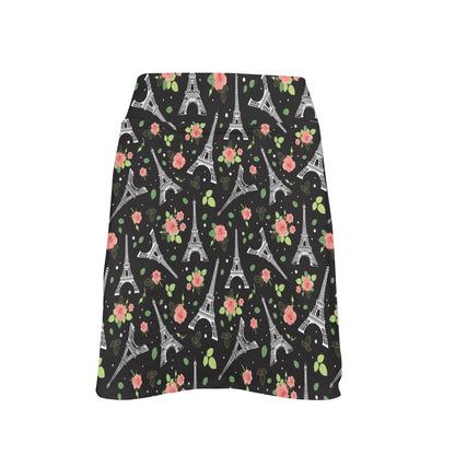 Eiffel Tower Rose Print 17" Golf & Pickleball Skort with Pockets