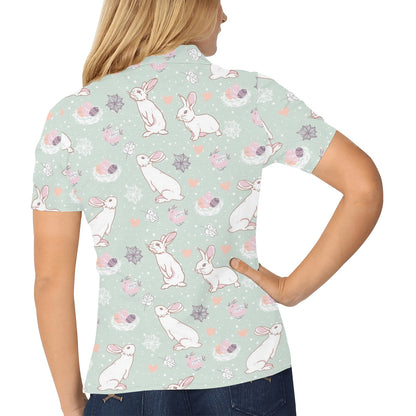 Rabbit Pattern Print Design RB011 Women's Polo Shirt