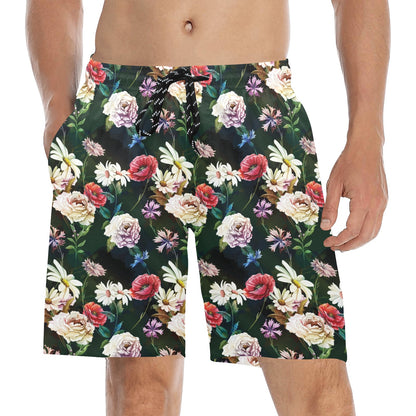 Summer Floral Print Design LKS303 Men's Swim Trunks Beach Shorts