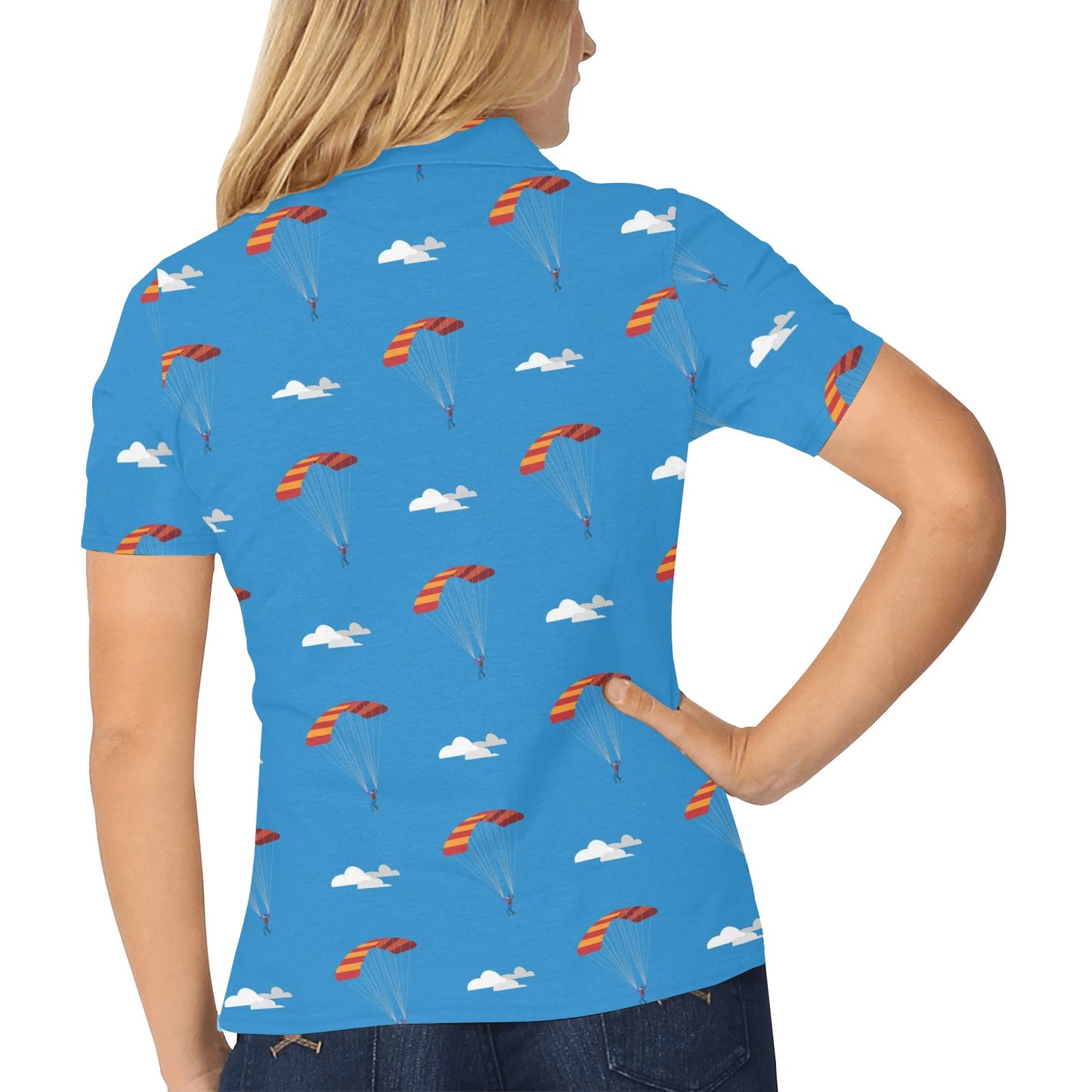 Skydiving Pattern Print Design 02 Women's Polo Shirt