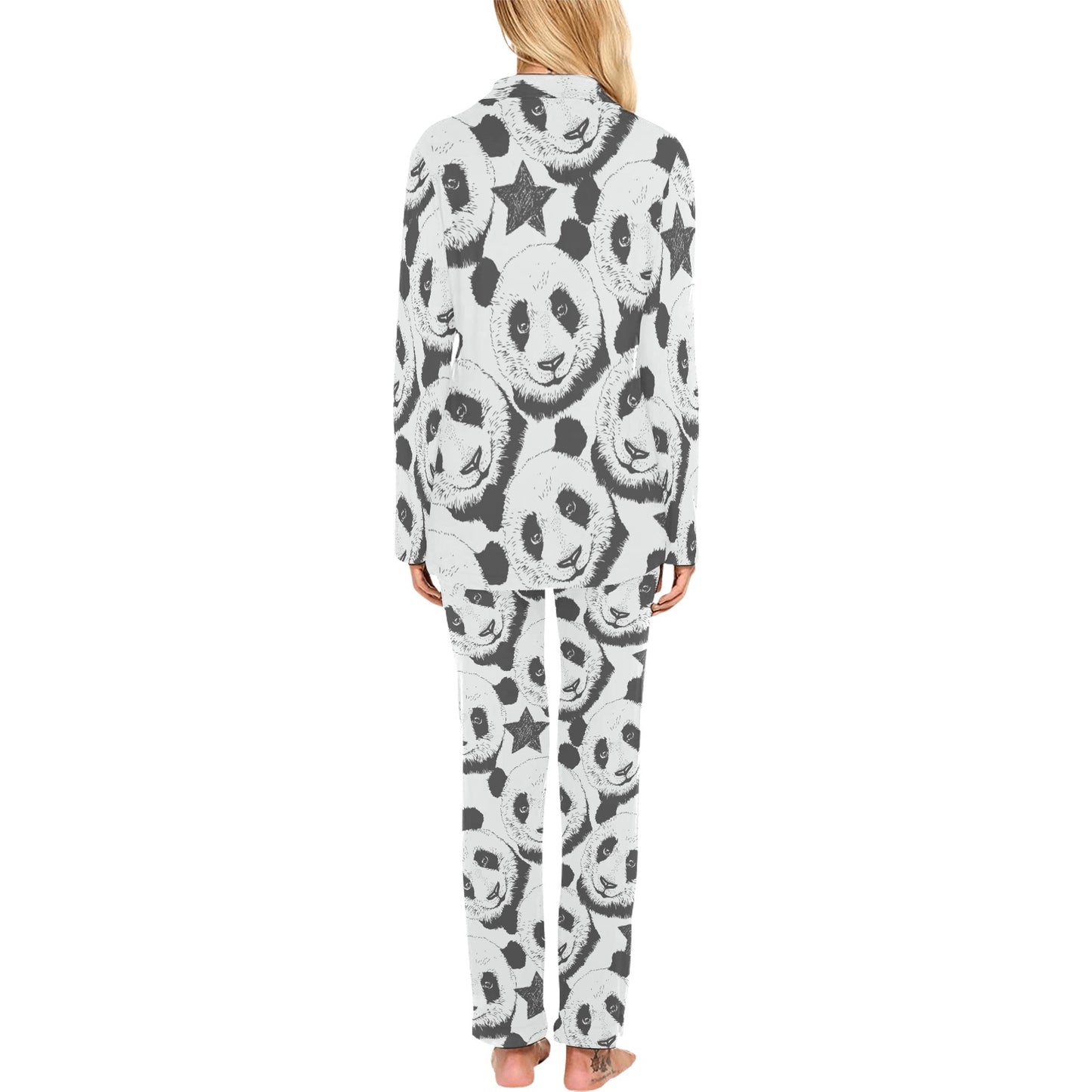 Panda Pattern Print Design A02 Women's Long Pajama Set