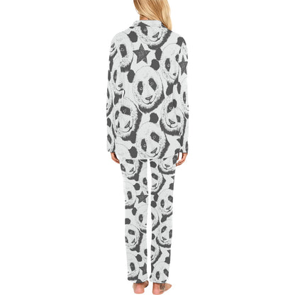 Panda Pattern Print Design A02 Women's Long Pajama Set