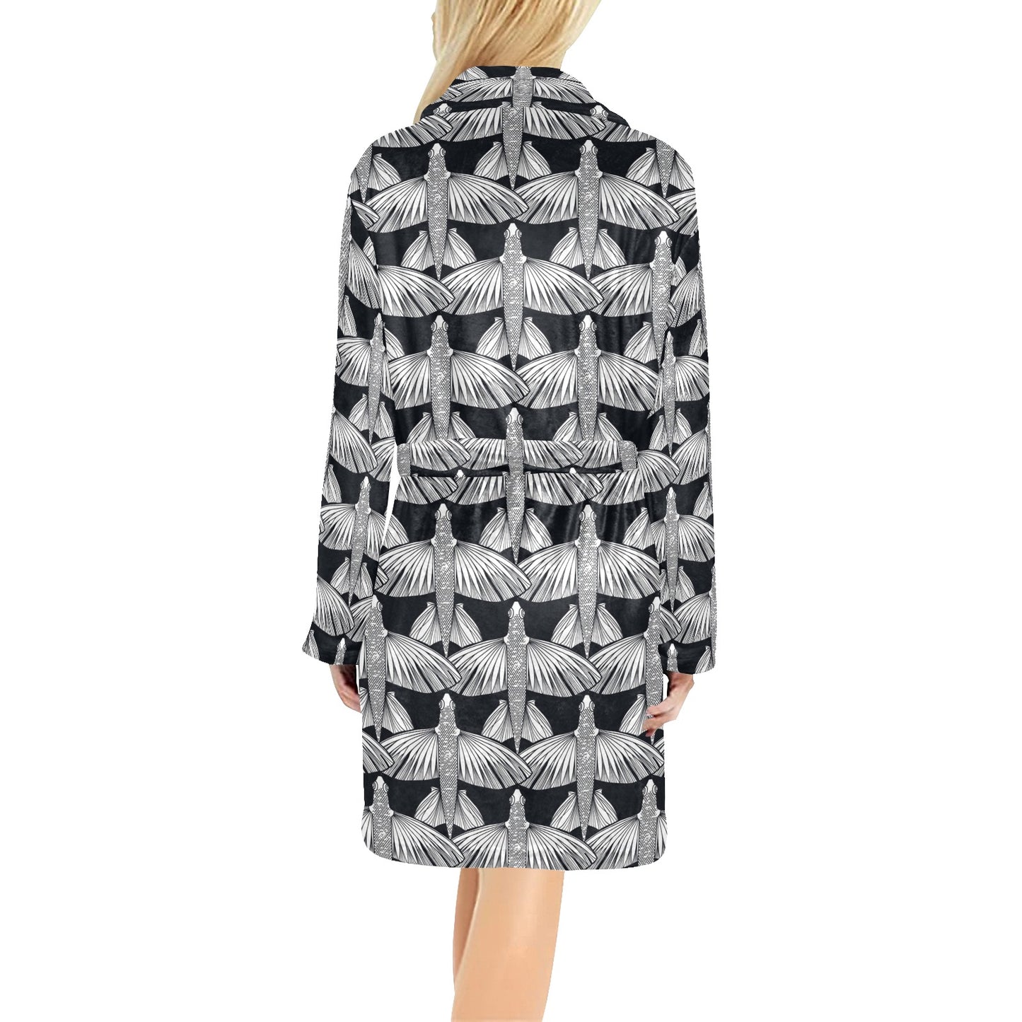 Flying Fish Pattern Print Design 03 Women's Fleece Robe