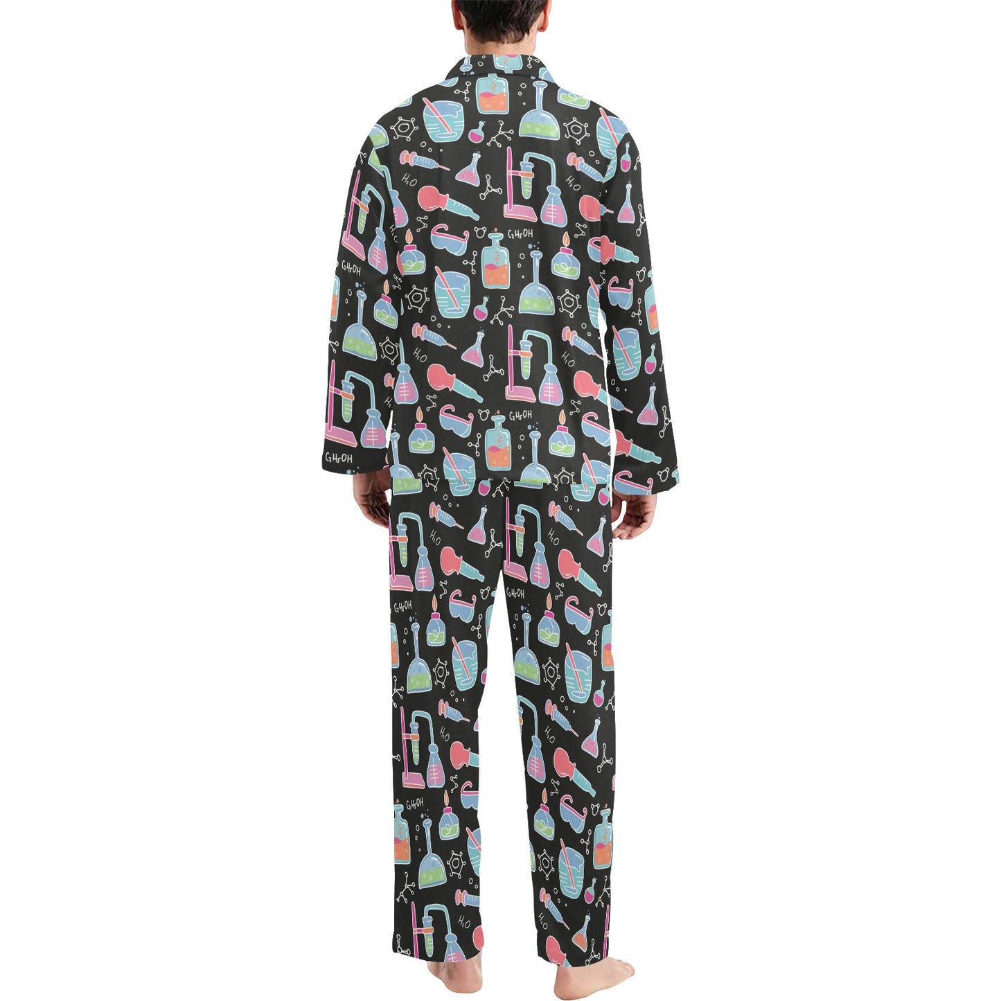 Chemical Pattern Print Design 06 Men's Long Pajama Set