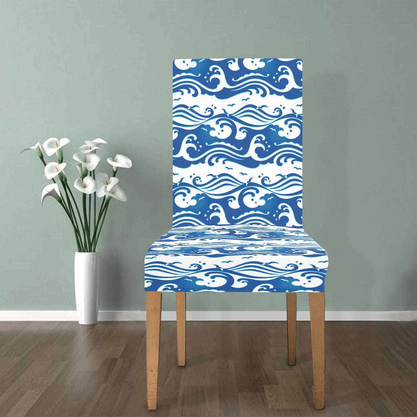 Wave Print Design LKS303 Dining Chair Slipcover