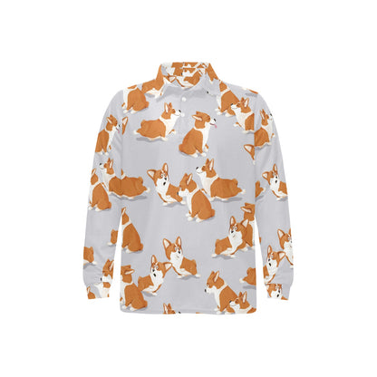 Pembroke Welsh Corgis Pattern Print Design A04 Long Sleeve Polo Shirt For Men's