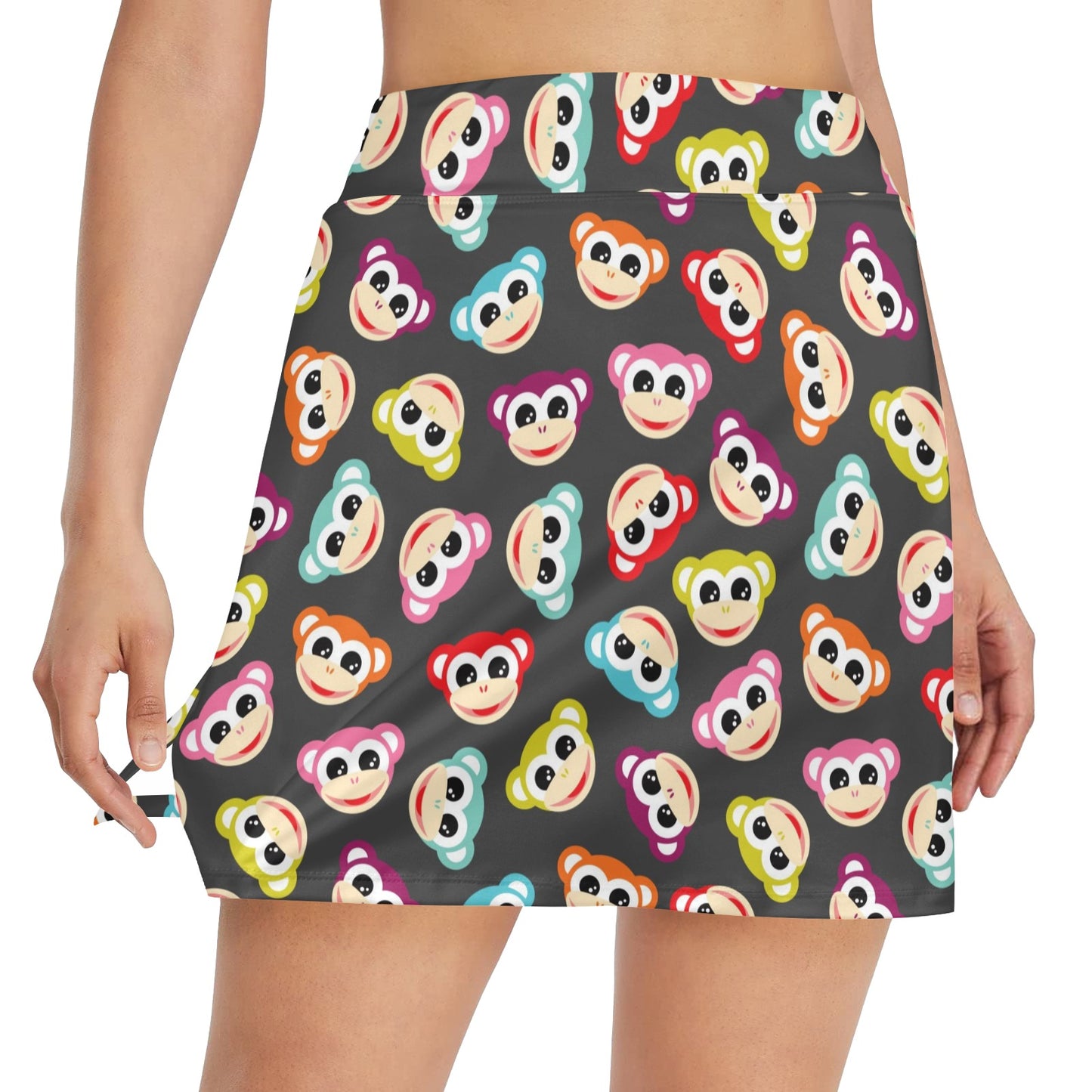 Monkey Head Design Themed Print 17" Golf & Pickleball Skort with Pockets