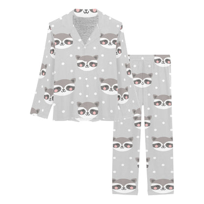 Raccoon Pattern Print Design A04 Women's Long Pajama Set