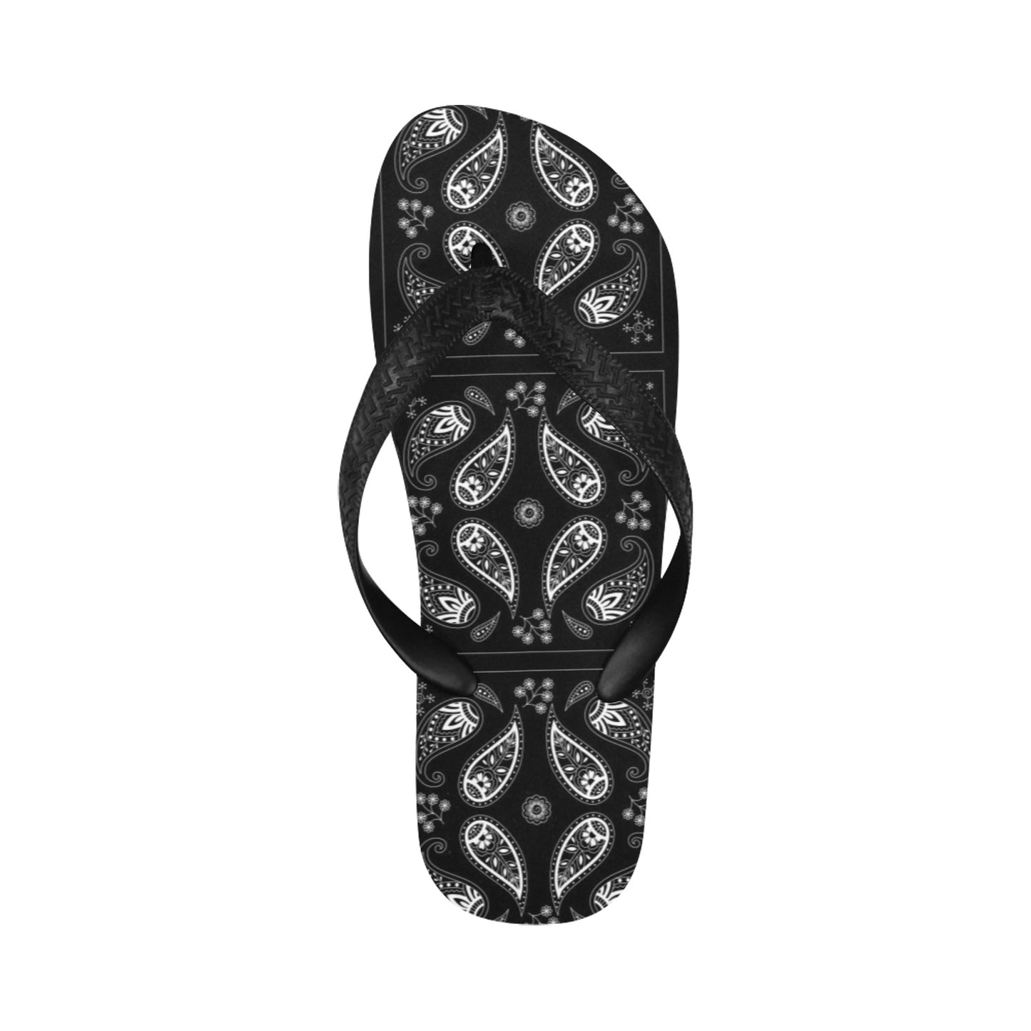 Bandana Paisley Black Print Design LKS308 Flip Flops