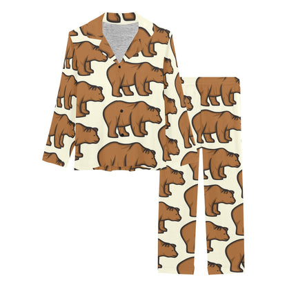Bear Pattern Print Design BE05 Women's Long Pajama Set